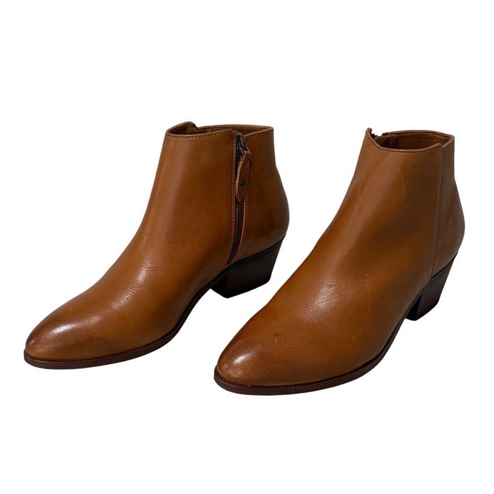 Thursday Boot Co Everyday Womens Tan Cognac Leather Ankle Booties Side Zip 9